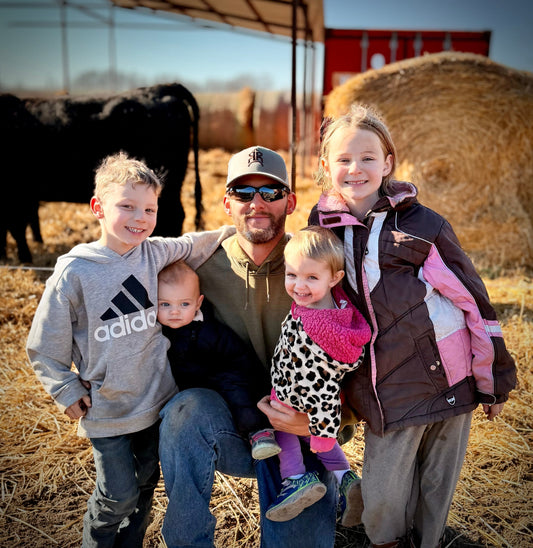 Kirk Resseguie and family at Resseguie Ranch in Missouri.